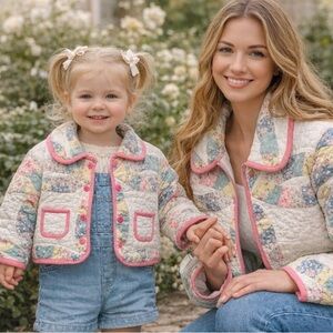 Vintage Wedding Ring Quilt Jackets for Mom and Daughter